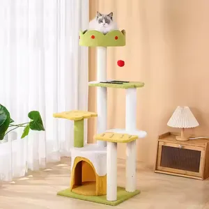 Hot Seller Ice Cream Style Pet Interactive Toys Cat Climbing Frame 3 Layers Sisal Cat Scratcher Tree Tower House Resting thumbnail-1