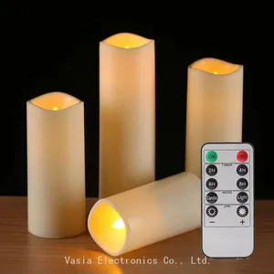 Real Wax LED Flameless Pillar Candles, Waterproof Outdoor Use With Remote Control, 6/8/10 Hour Timer thumbnail-1