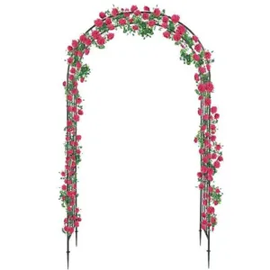 Wrought Iron Garden Fence With Integrated Arch and Trellis thumbnail-1