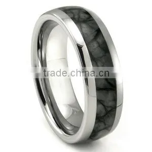 Tungsten Carbide Grey Metamorphic Stone Inlay Dome Wedding Band Ring, 8mm Width Tungsten Ring For Men thumbnail-1