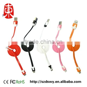 1m Flat Noodle Colorful Sync Data Charging Charger Adapter USB Cable for IPhone thumbnail-1