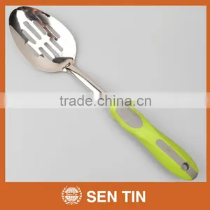 KU-B03TPR Stainless Steel Slotted Spoon With PP & TPR Handle Kitchen Tool thumbnail-1