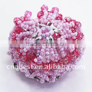Fashion Scrunchies With Lt.rose and Red Beads,hairband thumbnail-1