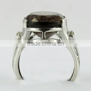 Classy Smoky Quartz Ring, Gemstone Silver Jewellery, Fine Silver Jewellery thumbnail-2