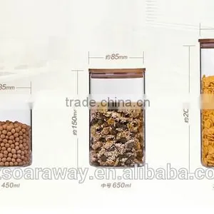 High-quality Bamboo Lid Borosilicate Glass Jar Clear Airtight Canister thumbnail-1