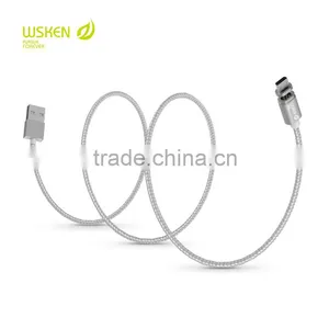 WSKEN X-Cable Metal Mini 2 2in1 Magnetic Cable For Iphone 5s/6s/6plus/Samsung S7edge/s7 1m 2.4A LED Indicator Light Nylon Cable thumbnail-2