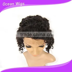 Human Hair Front Lace Wig, Deep Wave,14", Natural Color thumbnail-4
