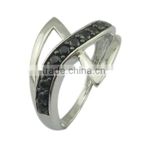 Unique Design Black Zircon Silver Jewelry Ring thumbnail-2
