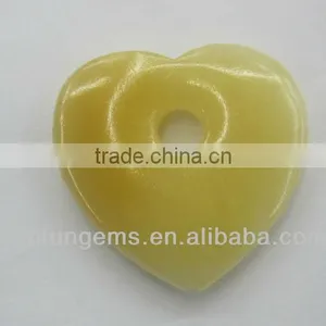 Wholesale 35x 6mm Soft Yellow Jade Heart Shape Pendant thumbnail-1