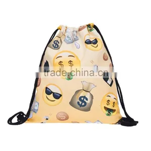 High Quality 3D Printed Emoji Dollars Promotional Drawstring Bag thumbnail-1