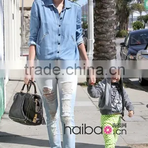2014 New Style European All-match Long Sleeve Female Jean Coat/jean Shirt Woman Denim Coat Clothing thumbnail-3
