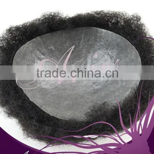 Wholesale 100% Virgin Indian Remy Human Hair Piece Natural Hair Afro Kinky Curly Swiss Lace Men's Toupee for Black Men thumbnail-4
