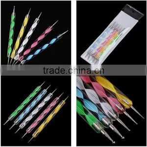 5Pcs 2Way Nail Dotting Pen Marbleizing Professional Nail Art Dot Paint Tools Set thumbnail-1