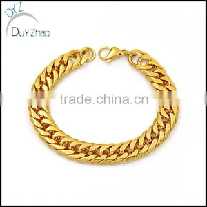 Cool Heavy Mens Stainless Steel Cuban Curb Link Gold Bracelet thumbnail-1