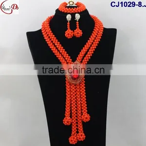 CJ1029 Orange Latest Italian Fashion Top High Quality Various Design Hand- Weaved Jewelry Matching Dress for Party/wedding thumbnail-4