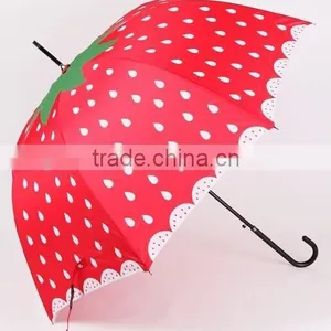 23"*8K New Design Strawberry Printing Screen Straight Umbrella for Sale thumbnail-1
