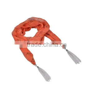 2016 China Supplier Fashion Polyester Silk Magnetic Tasseled Scarves thumbnail-2