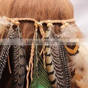 Tribe Feather Beads Headbands Headdress Carnival Headpieces Waistband Hairband thumbnail-1