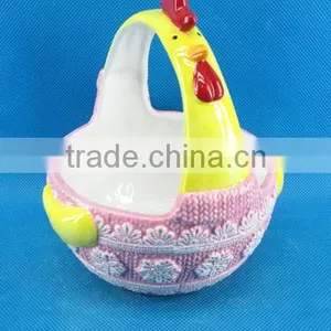 Creative Cock Figurine Ceramic Storage Basket for Kitchen thumbnail-1
