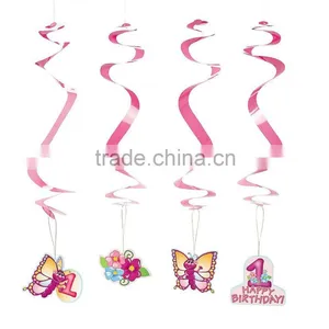 Baby Girl's 1st Birthday BUTTERFLY Hanging Swirls Fun Express First Party Decorations thumbnail-1