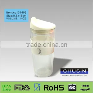 Double Glass Tea Cup,glass Mug, Coffee Mug With Lid thumbnail-1