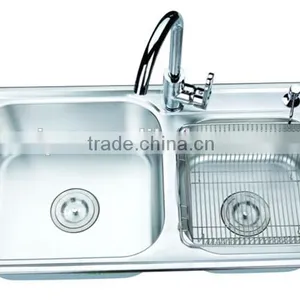 Top-Mount / Drop In Stainless Steel Double Bowl Kitchen Sink T103 thumbnail-1