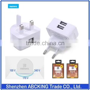 Original REMAX EU UK Speed Charger Double 2 USB 5V 2.1A / 5V 1A Phone Charger For HTC Samsung Lenovo thumbnail-1