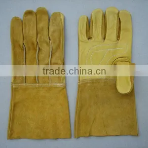 Gold Color Cow Grain Leather Welding Glove thumbnail-1