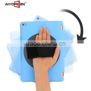 High Quality and Hot Sales Rotating 360 Degree Handheld PU Case for IPad Air 2 Back Cover PC Case thumbnail-1