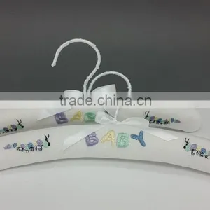 HH Brand Cotton Children Padded Hangers 15" Clothes Hanger Custom Made Embroided Hanger White Padded Hanger thumbnail-2