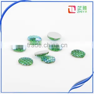 2016 Wholesale Round AB Color Fish Scale Carved Resin Dome Seals Cabochon thumbnail-4