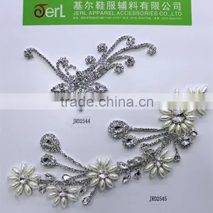 Top Sell Silver Beaded Rhinestone Trim Applique For Wedding Dress thumbnail-6