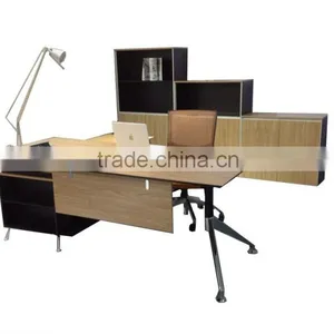 Hot Sale Design Office Furniture MOF Wooden Office Table Chrome Leg thumbnail-1