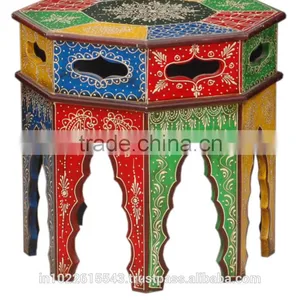 RECLAIMED TIMBER VINTAGE PAINTED BED SIDE FURNITURE , Tables in Multicolored Finish With Mudramark thumbnail-1