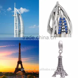 Tourist Season 2016 Unique Building Dubai Burj AI Arab Charm Design Crystal Wholesale Trading Charm X386 thumbnail-2