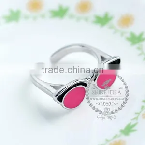 925 Solid Sterling Silver Glue Pink Sun Glasses Kawaii Ring Adjustable Ring Fashion Women Jewelry 6260559 thumbnail-2