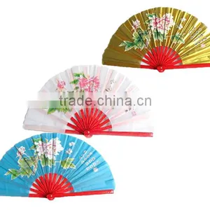 Chinese Kung Fu Red Bamboo Tai Chi Fan Martial Arts Practice Performance Supplies thumbnail-1