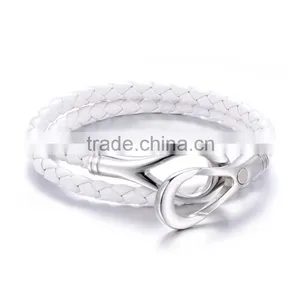 Handmade Leather Bracelet Designs, Cheap Leather Bracelets White Leather Bracelet thumbnail-2