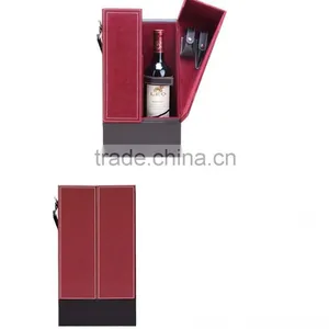 Chinese Factories Wholesale Custom High-grade PU Leather 2 Bottles of Red Wine Box, Red Gift Box thumbnail-2