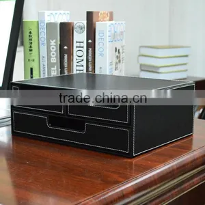 Wholesale Office Stationery, Drawer Storage Box, Black Leather Pencil Case thumbnail-2