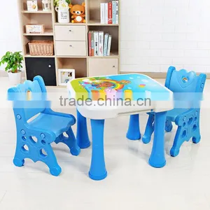 New Design Children's Portable Folding Table and Chairs Plastic Kids Study Writing Table and Chair Set thumbnail-1