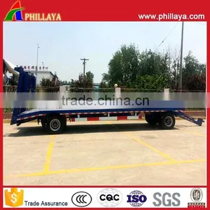 2Axle 3Axle 30T 40T Lowbed Dolly Truck Double Axle Low Flatbed Trailer With Turntable Drawbar thumbnail-2