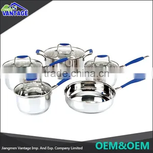 Eco-friendly 10 Pcs Surgical Steel Cookware Sets With Silicone Handle and Knob thumbnail-4
