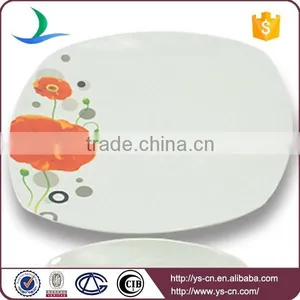 Ceramic Material White Dinner Plates Set With Poppy Printing thumbnail-2