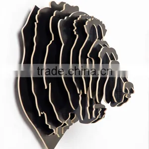 Creative Home Decorations Wooden Lion Head Lovely Animal Head Hanging Ornament Crafts 3D Wood Animal Head High Quality thumbnail-3