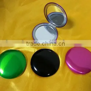 Folding Metal Round Pocket Mirror Colorful Make up Mirror thumbnail-1