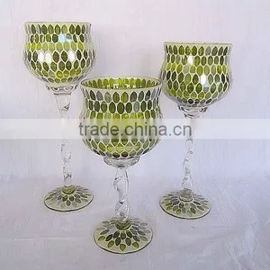 Elegant Green Mosaic Glass Vase thumbnail-3