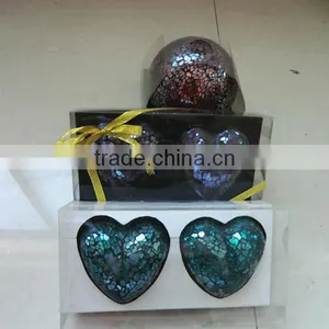and Mosaic Glass Ball in Different Color Red Heart for Christmas Home Decoration thumbnail-1
