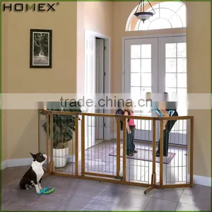 Large Dog Fence Pet Gate in Wood and Steel Homex_BSCI Factory thumbnail-1