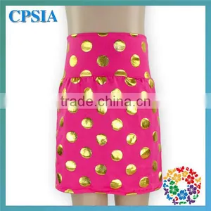 Hot Pink Gold Polka Dot Fashion Super Mini Newest Model Kids Sequin Skirt thumbnail-1